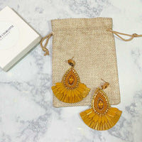 Beaded Raffia Fan Earrings