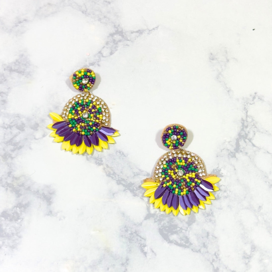 Mardi Gras embellished earrings 