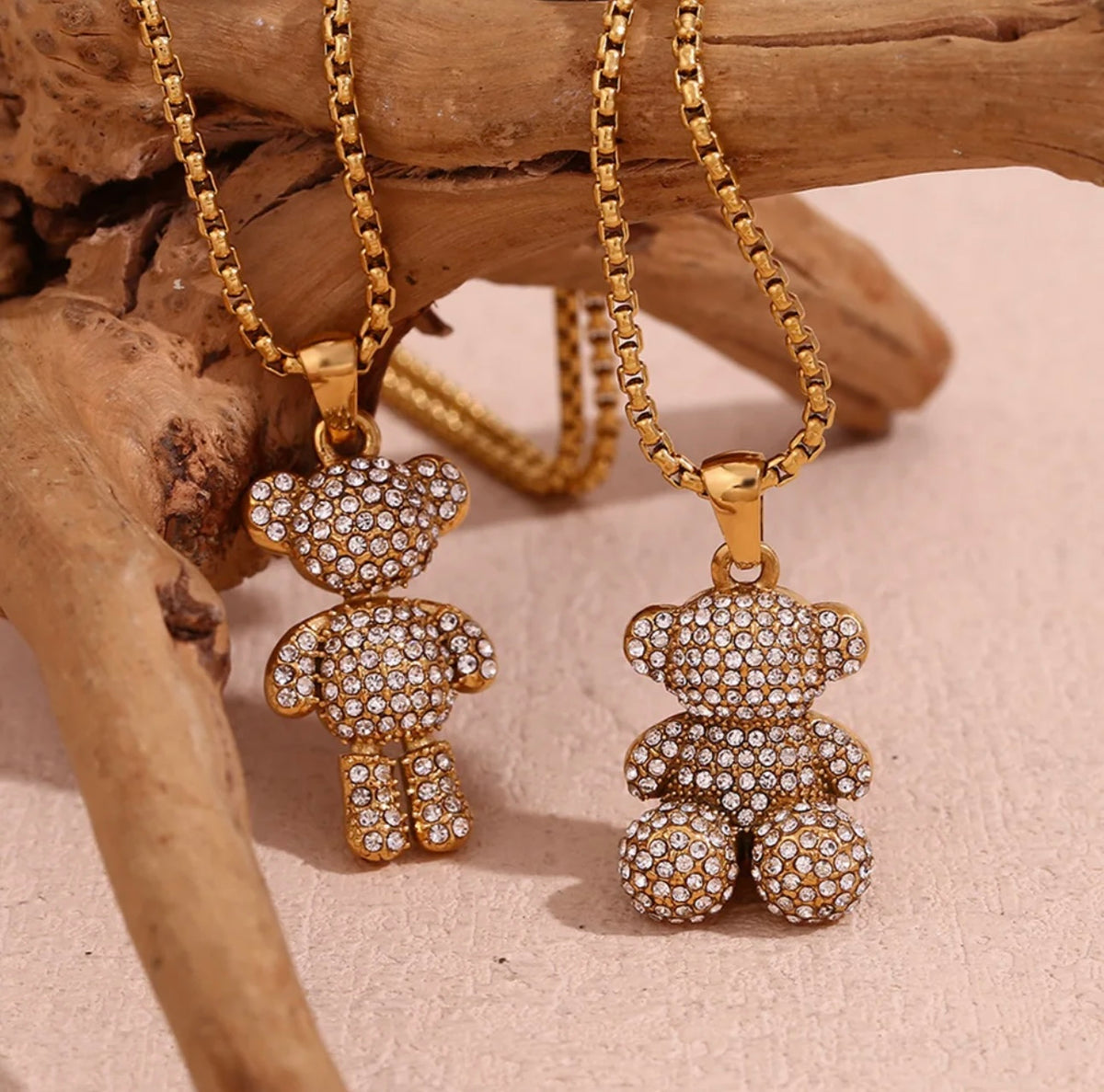 crystal encrusted teddy bear pendant necklace
