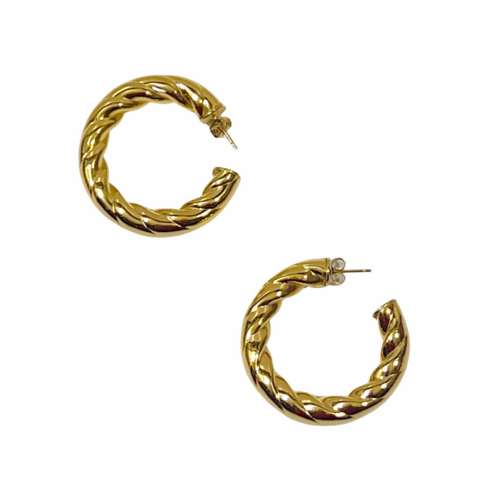 Chunky twist hoop earrings