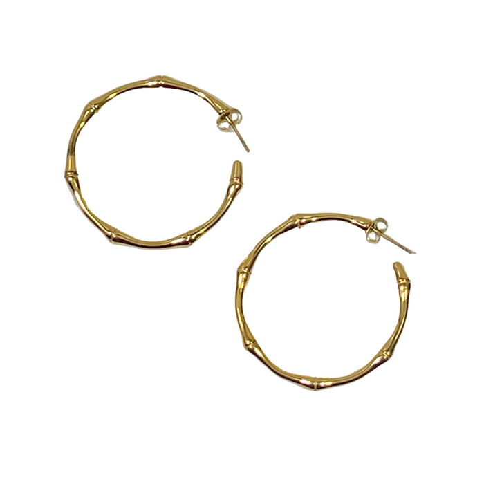 Thin Bamboo Hoop Earrings