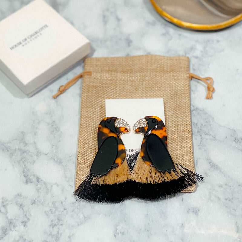 Earrings - 'Zaya' Parrot Tassel Earrings