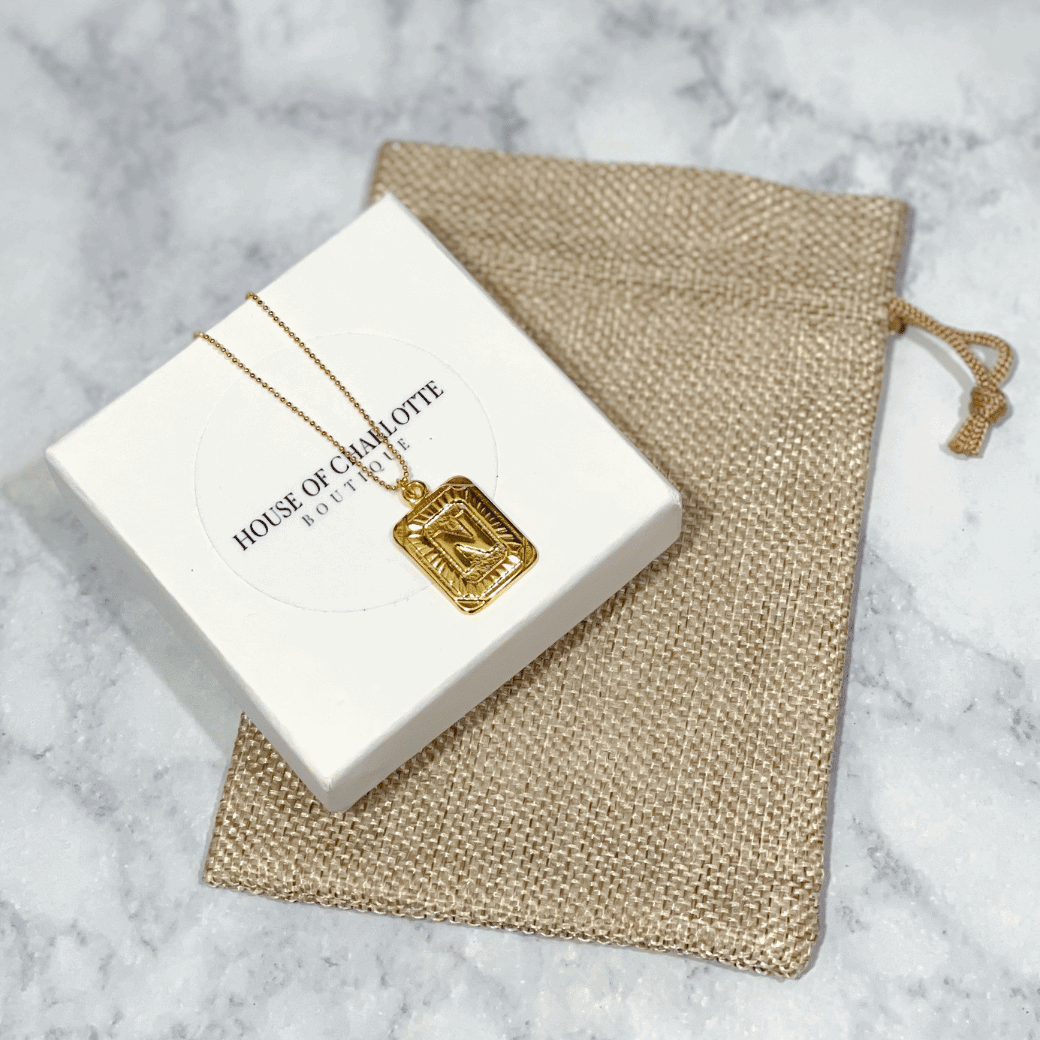 Initial Dog Tag Pendant Necklace-House of Charlotte Boutique