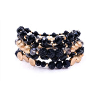 'Shimmer' Beaded Bracelet Set - Black