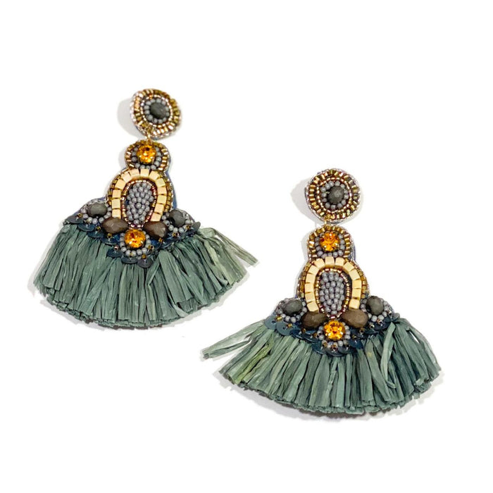 'Corin' Raffia Fan Earrings