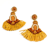 'Corin' Raffia Fan Earrings