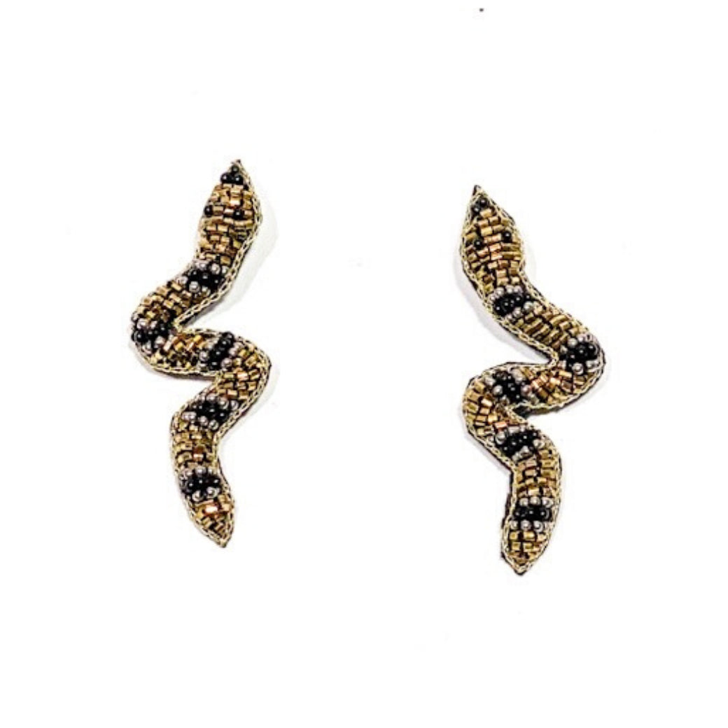 'Sylvie' Beaded Snake Earrings-House of Charlotte Boutique