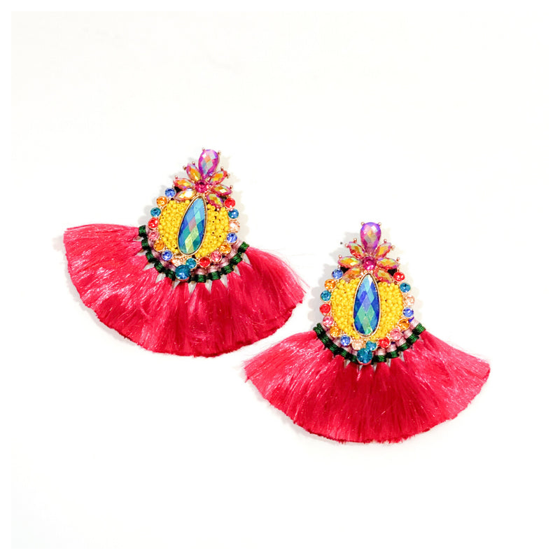 'Zuri' Jeweled Tassel Earrings-House of Charlotte Boutique