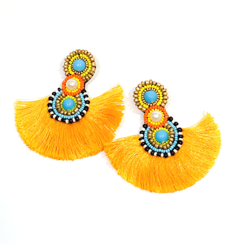 'Olivia' Beaded Tassel Earrings-House of Charlotte Boutique